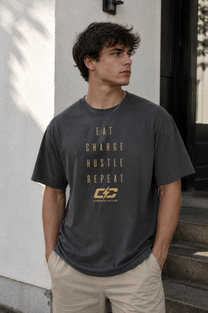 Hustle Mindset Oversized Faded T-Shirt