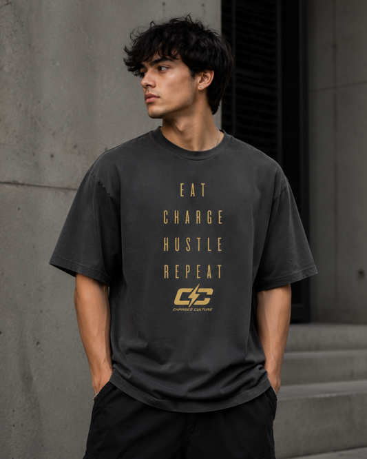 Hustle Mindset Oversized Faded T-Shirt